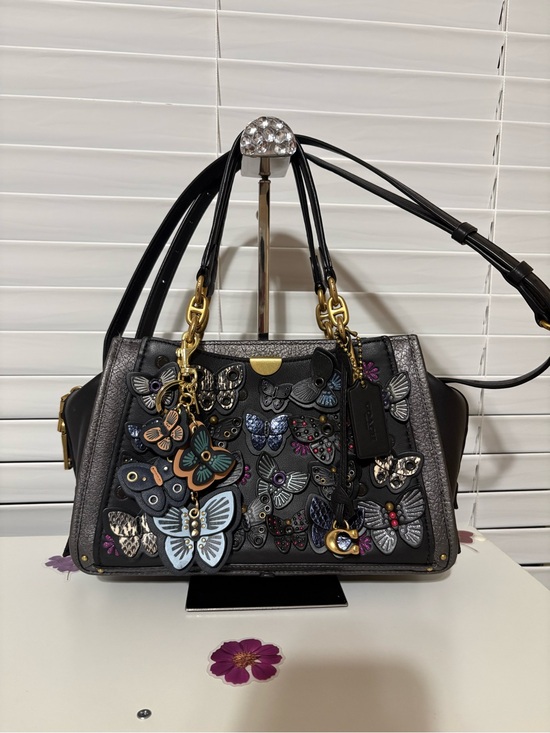 Coach Handbags - 🦋Coach Dreamer Satchel Black Multi Butterfly Applique Snakeskin Handbag 72614🦋